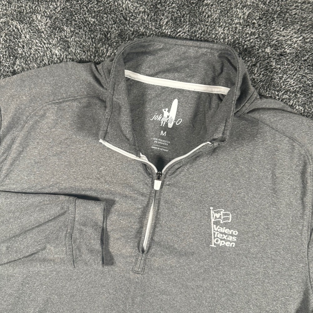 Johnnie-O Pullover Mens Medium Grey Valero Texas Open PGA Golf Zip Performance